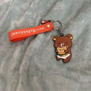 Rilakkuma Hamburger Silicone Key Chain with Key Charm and Strap